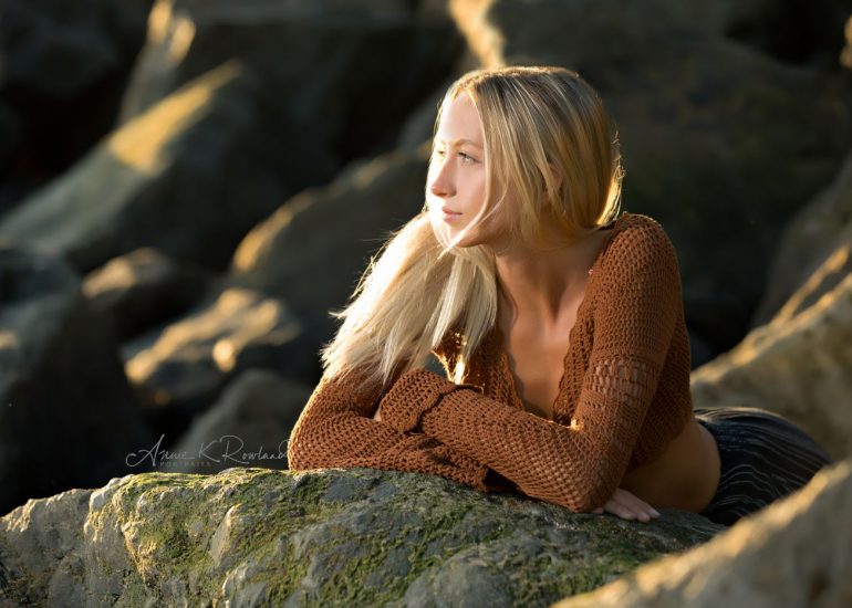 girl high school senior portrait at the beach in santa cruz