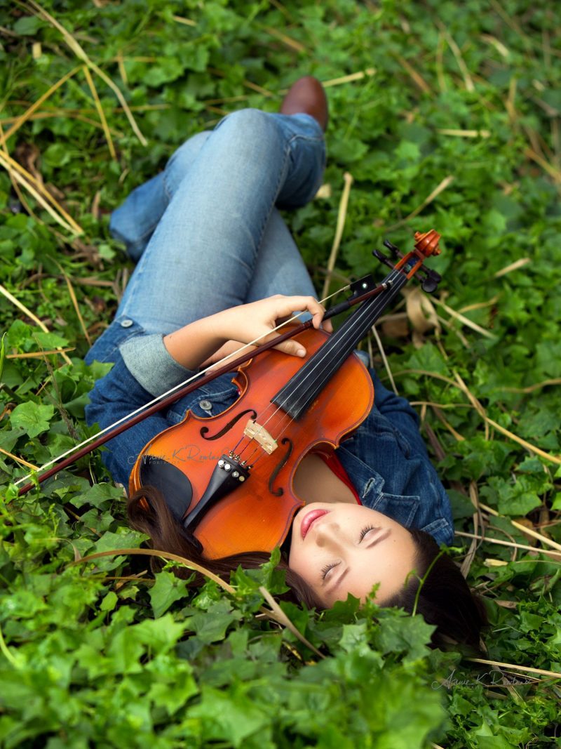 high school senior with violin
