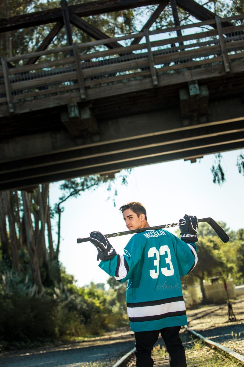 High School Senior boy nest to train tracks